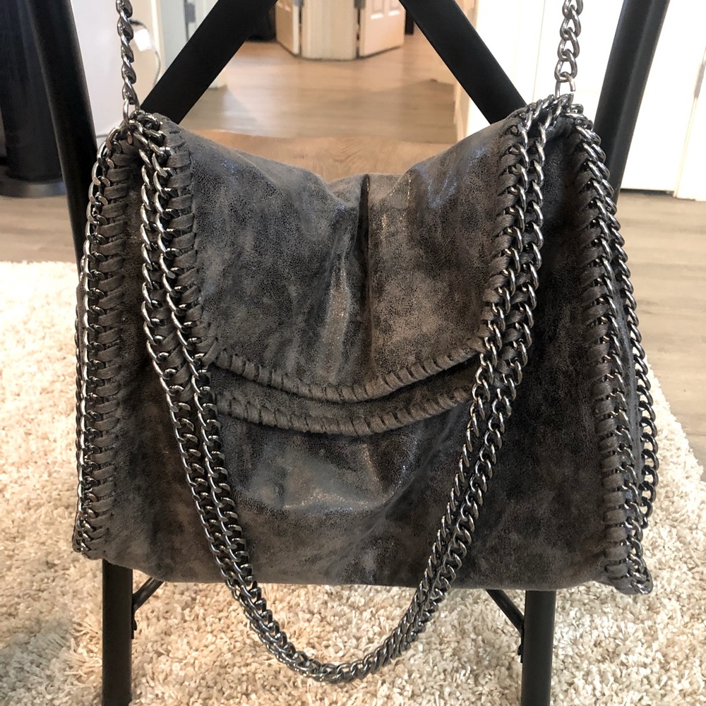 Sleek Grey Chain Purse